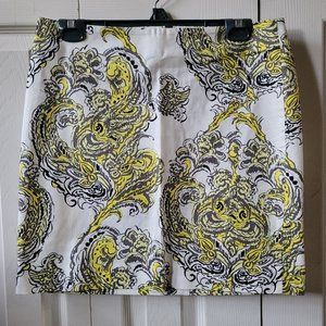 S6 Yellow Grey and Cream colored paisley print skirt
